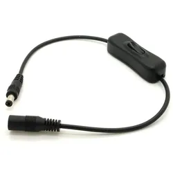 DC Kabel mit Schalter 5,5x2,1mm Stecker - 5,5x2,1mm Buchse 35cm
