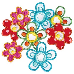 buttinette Applikationen "Blumen", Größe: 2,5–3,5 cm, Inhalt: 8 Stück