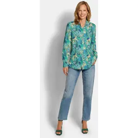 GOLDNER Blusenshirt mit floralem Print Blau/Grün 40