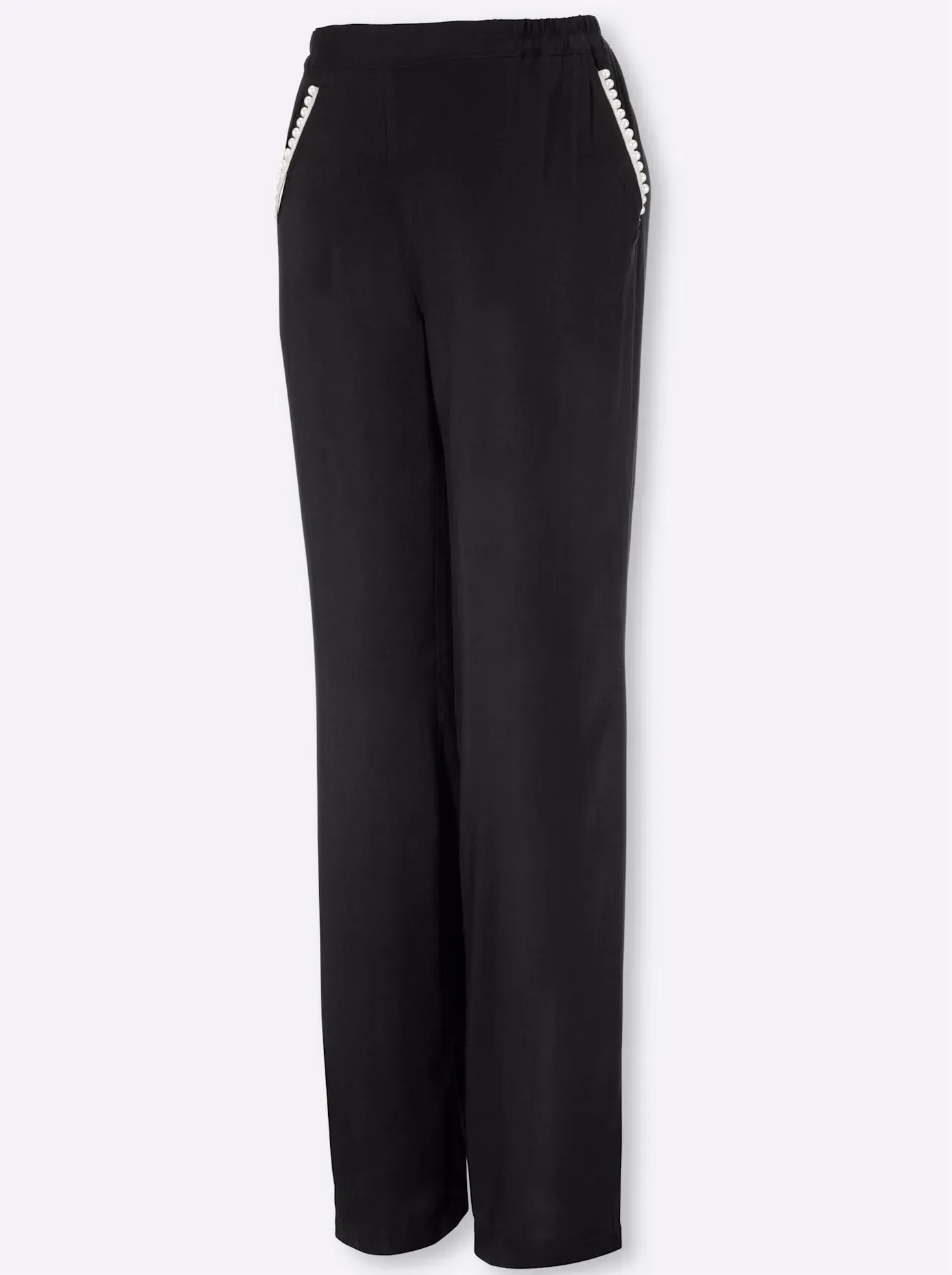 Schlupfhose CLASSIC BASICS, Damen, Gr. 19, Kurzgrößen, schwarz, 100% Viskose, unifarben, lang, Hosen Schlupfhose