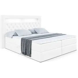 altdecor BOXBETT LED mit H3-Matratze und Lattenrost - NOEL GOLD - 200x200 Weiß