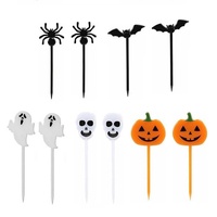 Haloppe Food Pick Easy to Clean Multipurpose Portable Cute Halloween Fruit Fork Compatible with Kitchen Multicolor