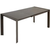 Cribel Seller Tisch aus lackiertem Metall und gehärtetem Glas zeitgenössisch 122x80x75 cm Cappuccinobraun