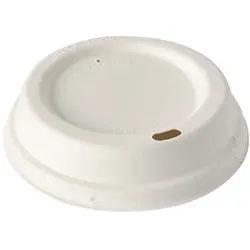 PAPSTAR 50 Dom-Deckel, Zuckerrohr "pure" rund Ø 9 cm · 2,5 cm weiss