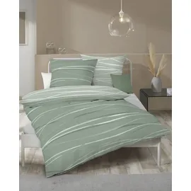 KAEPPEL Wendebettwäsche Mako-Satin Gestreift Grün 155 x 220 cm + 80 x 80 cm