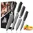 Wakoli Mikata Damastmesser Set 4-tlg. 18 cm Santokumesser/Schinkenmesser/Gemüsemesser Schwarz/Silber