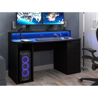 PC Gamer Tisch, schwarz + LED