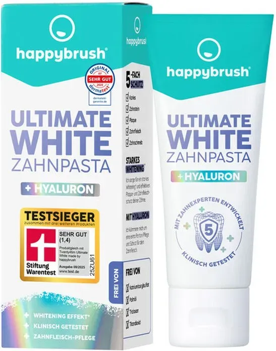 happybrush Zahnpasta Ultimate White + Hyaluron, 75 ml