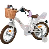 Volare Kinderfahrrad Blossom für Mädchen 14 Zoll Kinderrad in Weiß - Bunt