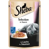 Sheba 28x 85g Megapack Sheba Varietäten Frischebeutel Selection in Sauce mit Lachs Katzenfutter nass