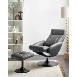 Beliani Fernsehsessel APATE Kunstleder 75 x 100 x 90 cm Schwarz mit verstellbarer Rückenlehne