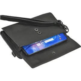Bear Design Handytasche zum Umhängen Leder mit Geldbörse "Lilian" schwarz - Schwarz