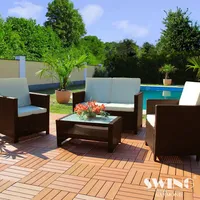 Rattan Lounge Sitzgruppe für 4 Personen Sitzgarnitur Gartenmöbel Set Polyrattan Sofa Garnitur Miami - braun - Braun