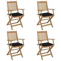 VidaXL Klappbare Gartenstühle 4 Stk. mit Kissen Massivholz Akazie