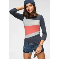 KangaROOS Longsleeve, Langarm, figurbetonte Passform, unifarben, Rundhalsausschnitt KangaROOS marine-meliert-koralle