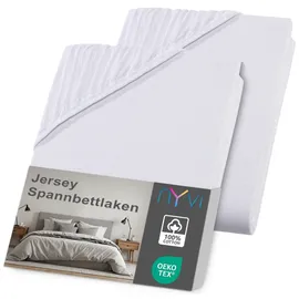 nyvi Spannbettlaken Jersey 120 x 200 - 130 x 200 cm weiß 2 St.