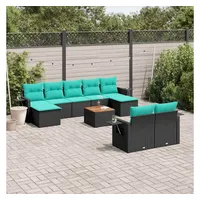 vidaXL Gartensofa-Set 10-tlg. Loungesofa schwarz