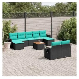 vidaXL Gartensofa-Set 10-tlg. Loungesofa schwarz