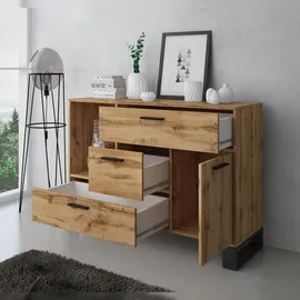 SKRAUT HOME Buffet Loft 120 x 40 x 86 cm Eiche Rustikal