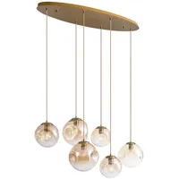 QAZQA Douglass 6-flg. E27 125 cm oval Messing/Bernstein