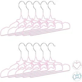 Relaxdays 40 x Kinderkleiderbügel Stern, Drahtbügel, Babybügel, dekorativ & platzsparend, Kinderbügel Metall, 30 cm, Hellrosa