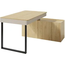 Deine Möbel 24 Kinderschreibtisch, Beige, Eiche, Holzwerkstoff, 2 Schubladen, 228x75x140 cm, Arbeitszimmer, Schreibtische, Jugend- & Kinderschreibtische