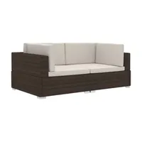 vidaXL Polyrattan Ecksofas mit Auflagen 2-tlg. braun 47261