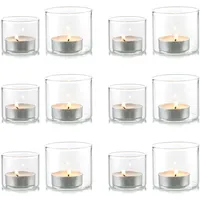 NUPTIO Teelichtgläser Teelichter Glas Teelichtglas: 12er Teelicht Gläser