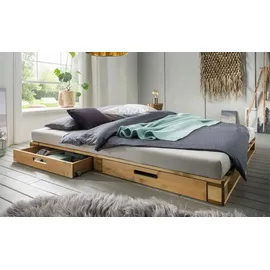 Massivholz Palettenbett 140 x 200 cm Braun