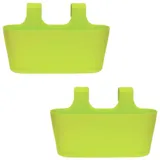 ENGELLAND 2 x Blumenkasten zum Auf-Hängen, Farbe: Grün, Blumentopf, oval, Balkon, Übertopf, Pflanzkasten, mit Wasserspeicher/Wasserauffangschale