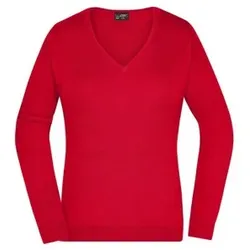 Damen V-Pullover JN658, rot, Größe S - rot - S