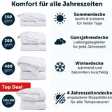 Blumtal 4 Jahreszeiten Bettdecke 155 x 220 cm im 2er Set - zusammenknöpfbare 4 Jahreszeiten Bettdecke 155x220cm/Sommerdecke - Weiß