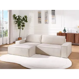 vente-unique Ecksofa mit Schlaffunktion - Ecke links - Strukturstoff - Beige - AMELIA