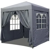 Quick Star Faltpavillon, Grau, mit 4 Easy-Klett Seitenwänden mit
