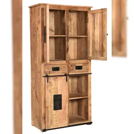 SIT Möbel Namur Büroschrank 90 x 40 x 180 cm Antikschwarz / Mango