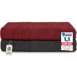 Komfortec Handtuchset 80 x 200 cm schwarz/rot 2 St.