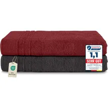 Komfortec Handtuchset 80 x 200 cm schwarz/rot 2 St.