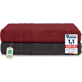 Komfortec Handtuchset 80 x 200 cm schwarz/rot 2 St.