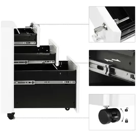 Möbel Kraft Rollcontainer 30 x 30 x 59,2 cm Weiß