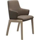 Polsterstuhl STRESSLESS "Laurel", braun (mole batick, eiche gekalkt), B:58cm H:92cm T:59cm, Leder BATICK: BATICK ist ein leicht korrigiertes, durchgefärbtes und genarbtes Möbelleder, bei dem die meisten Unebenheiten und Spuren in der Regel entfernt wurden., Stühle, Polsterstuhl, Low Back mit Armlehne, Größe L, abgerundete Beine in Eiche gekalkt