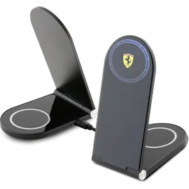 Ferrari gedrucktes Logo MagSafe faltbares 2-in-1-15-W-Induktionsladegerät - Schwarz
