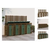 vidaXL Mülltonnenbox für 4 Tonnen Honigbraun Massivholz Kiefer