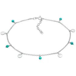 Elli Plättchen Howlith Türkis Perle Boho 925 Silber Fußketten   Damen 