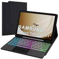 ROOFEI Galaxy Tab A9+/A9 Plus Hülle mit Tastatur: 11 Zoll Galaxy Tab A9+ Abnehmbar Tastatur mit Touchpad & 3-Zozen-7-Farbige Beleuchtung - Kabellose Deutsches QWERTZ-Layout Tastatur Tab A9 Plus 2023