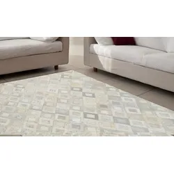 Lederteppich MY HOME "Arno" Gr. 4, bunt (silberfarben, grau), B:160cm H:8mm L:230cm, Leder, Teppiche, jeder Teppich-ein Unikat, Wohnzimmer
