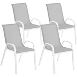 4er-set Gartenstühle, Stapelbar, Hohe Rückenlehne, Atmungsaktives Netzgewebe, Stahlrahmen, Grau