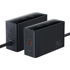 Baseus GaN 3x USB-C USB DC, 240W Smart-Desktop-Schnellladegerät – Schwarz