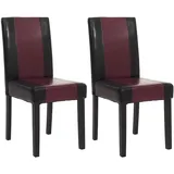 CHEFGASTRO 2er-Set Esszimmerstuhl Stuhl Küchenstuhl klassisch und zeitlos HxBxT 90x43x56cm Sitzhöhe 45cm Kunstleder dunkle Beine Schwarz-Rot
