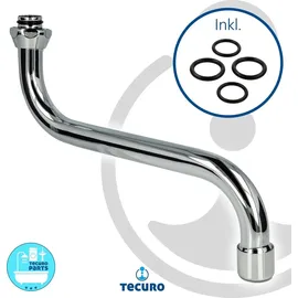 tecuro S-Auslauf für Wand-Armaturen 3/4 Zoll konisch dichtend, Länge 250 mm, Messing verchromt