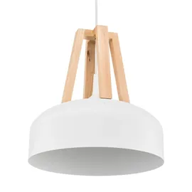 Sollux Lighting Hängeleuchte North mit Holz natur, weißer Schirm